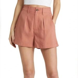 Madewell Salmon The Neale Shorts Drapeweave Mauve Elastic Pull On Pleated Button